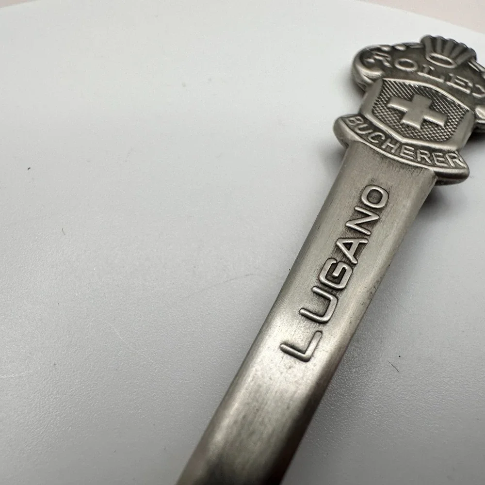 Vintage‎ 90s Rolex Bucherer Lugano Souvenir Spoon Silver Tone Collector
